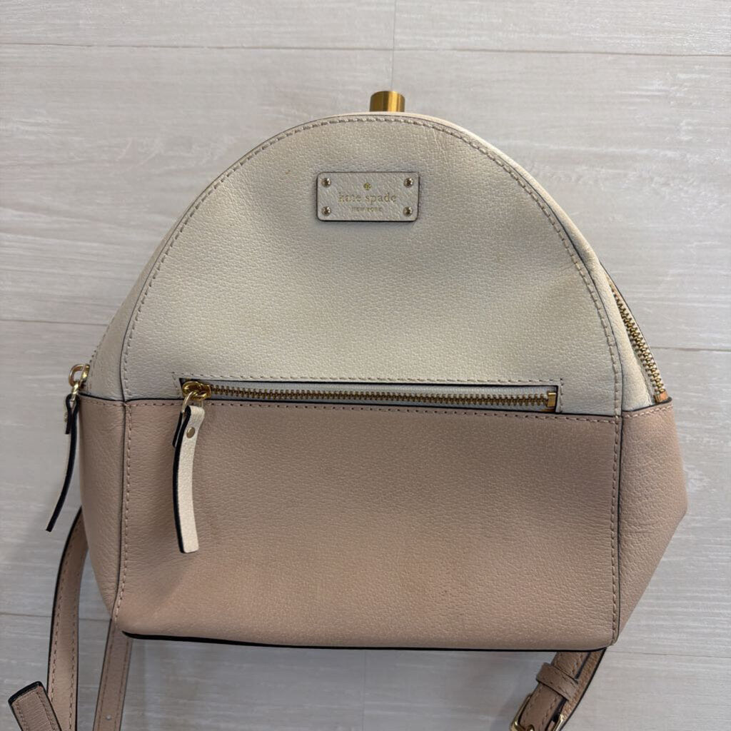Kate Spade Beige/ White Leather Sammi Backpack