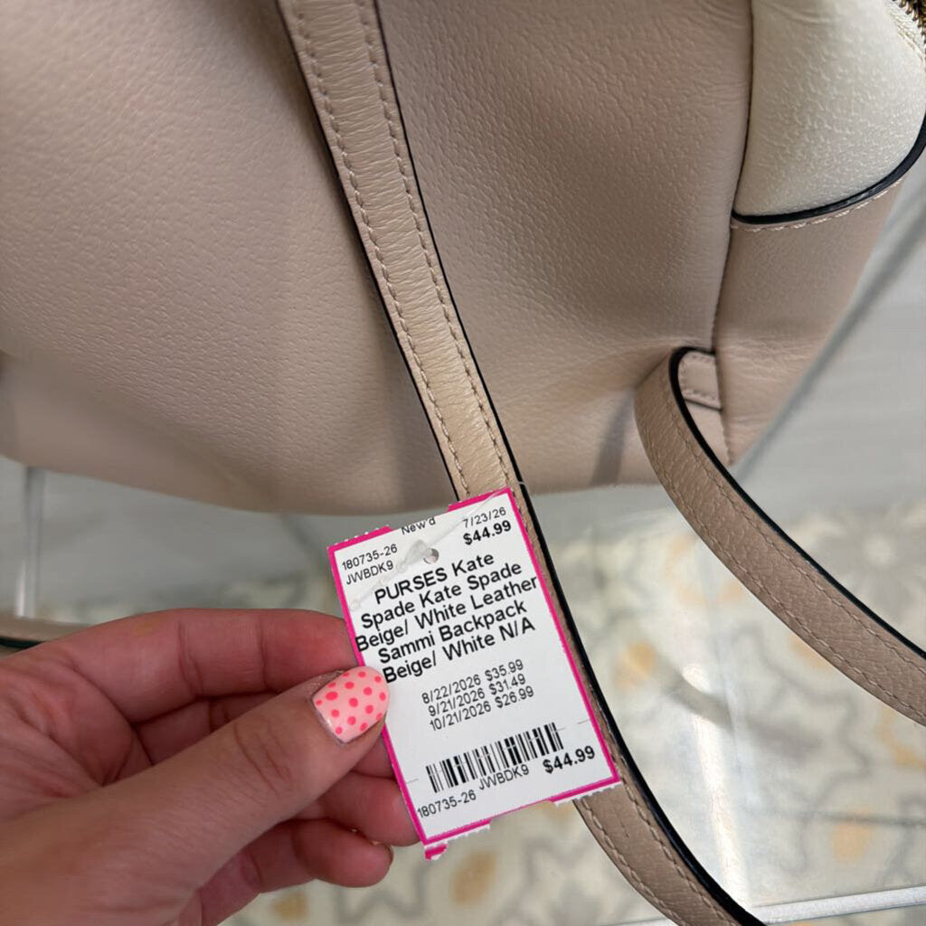 Kate Spade Beige/ White Leather Sammi Backpack