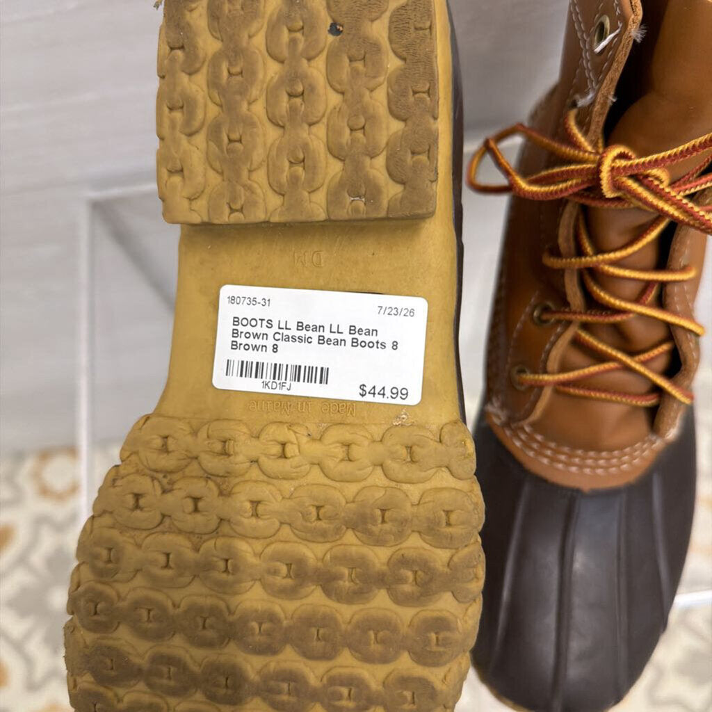 LL Bean Brown Classic Bean Boots 8