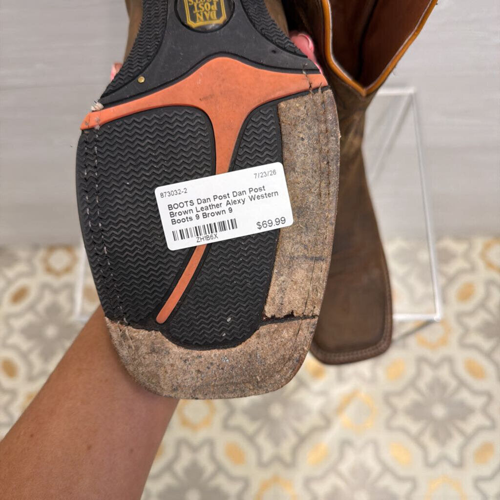Dan Post Brown Leather Alexy Western Boots 9