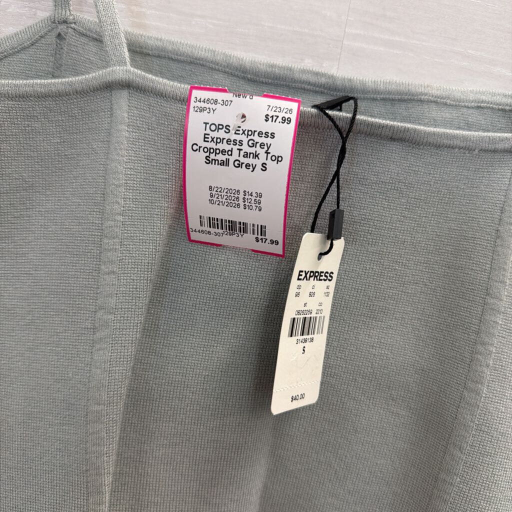 Express Grey Cropped Tank Top Small