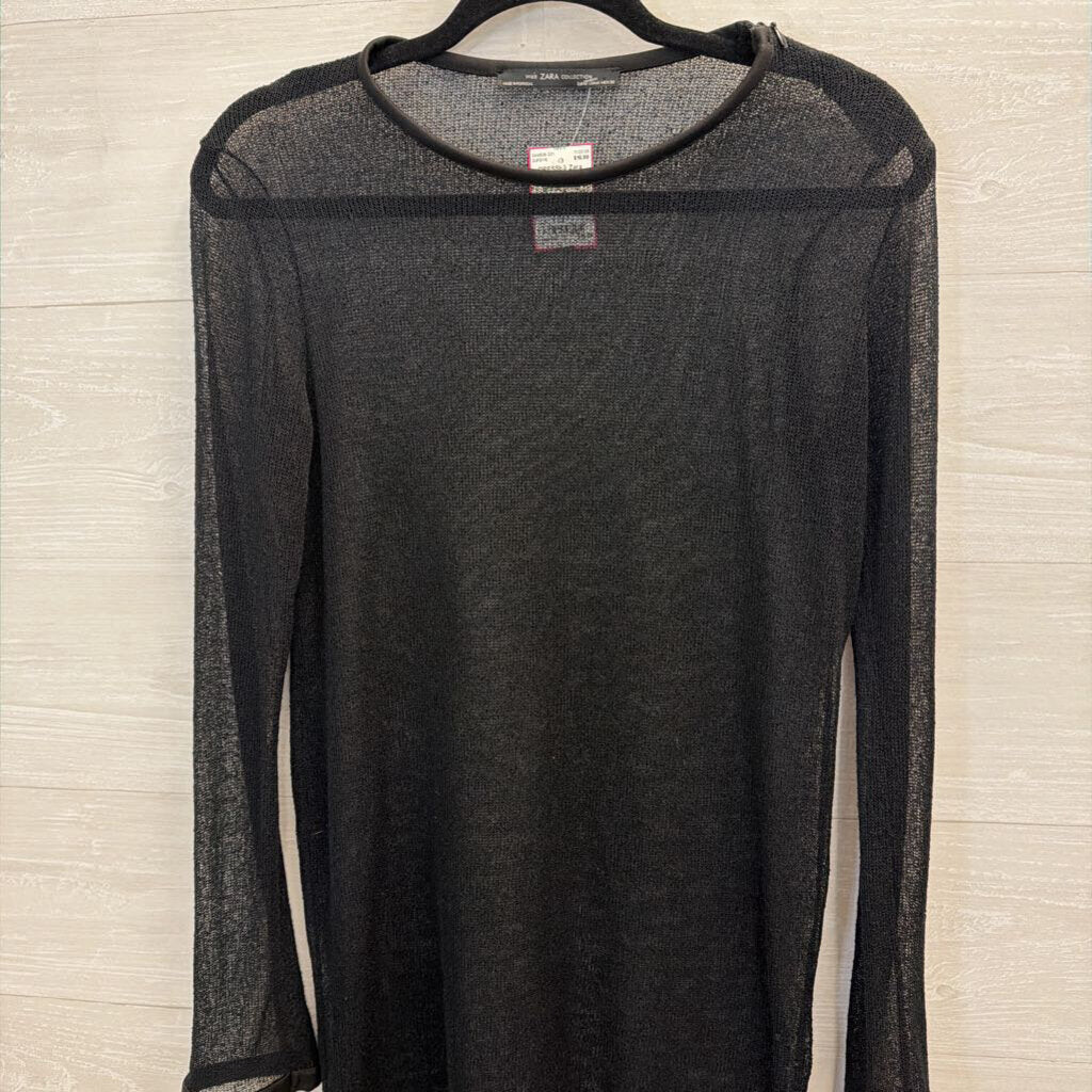 Zara Black Open Sheer Knit Long Sleeve Dress Medium – newdsalem