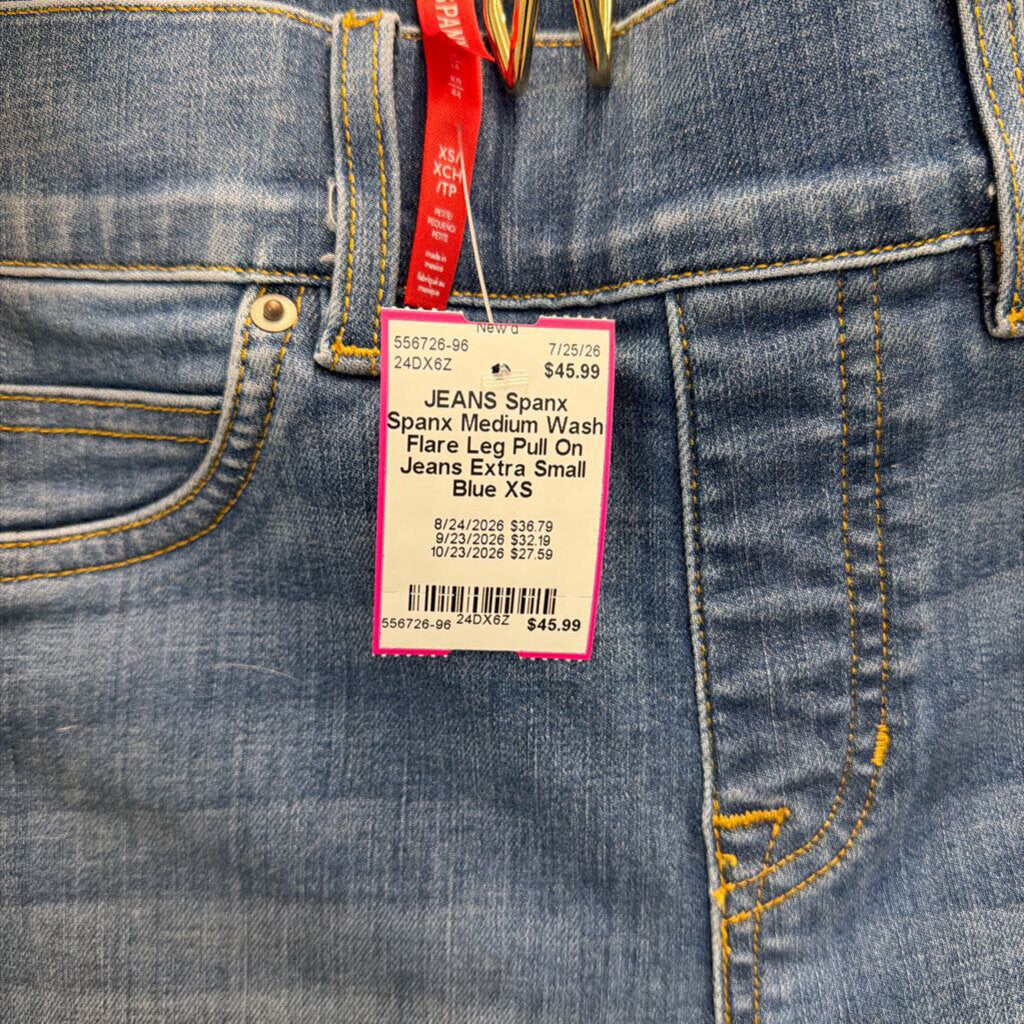 Spanx Medium Wash Flare Leg Pull On Jeans Extra Small