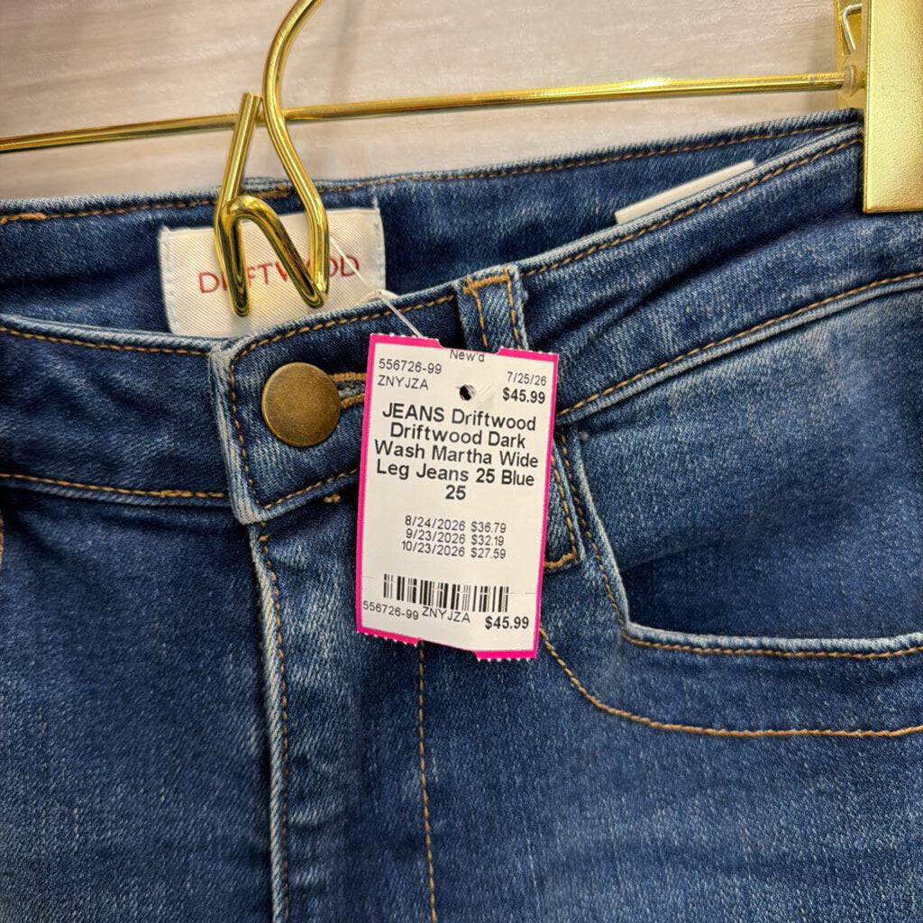 Driftwood Dark Wash Martha Wide Leg Jeans 25