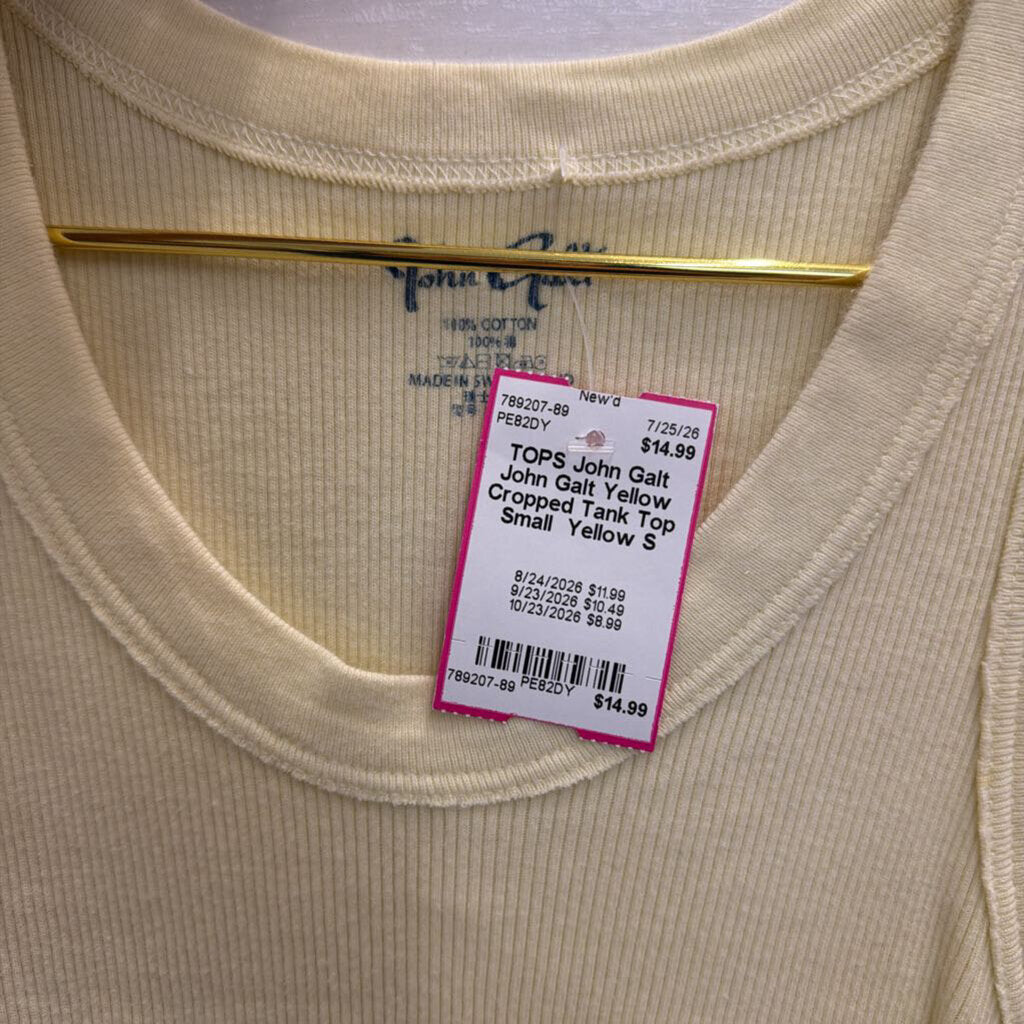 John Galt Yellow Cropped Tank Top Small