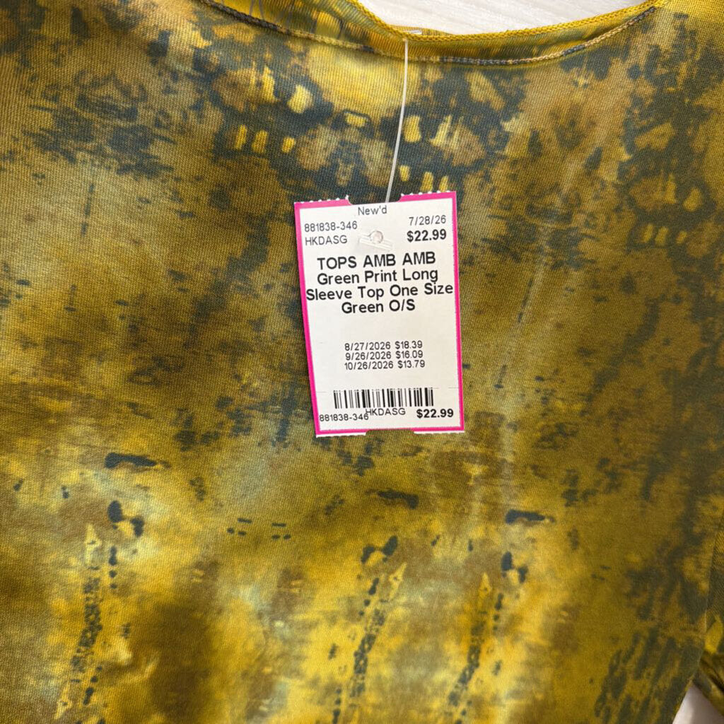 AMB Green Print Long Sleeve Top One Size