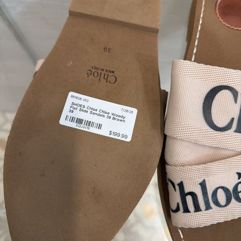 Chloe Woody Flat Slide Sandals 39
