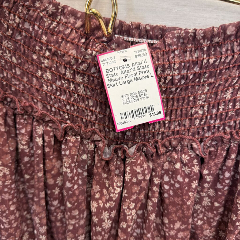 Altar'd State Mauve Floral Print Skirt Large