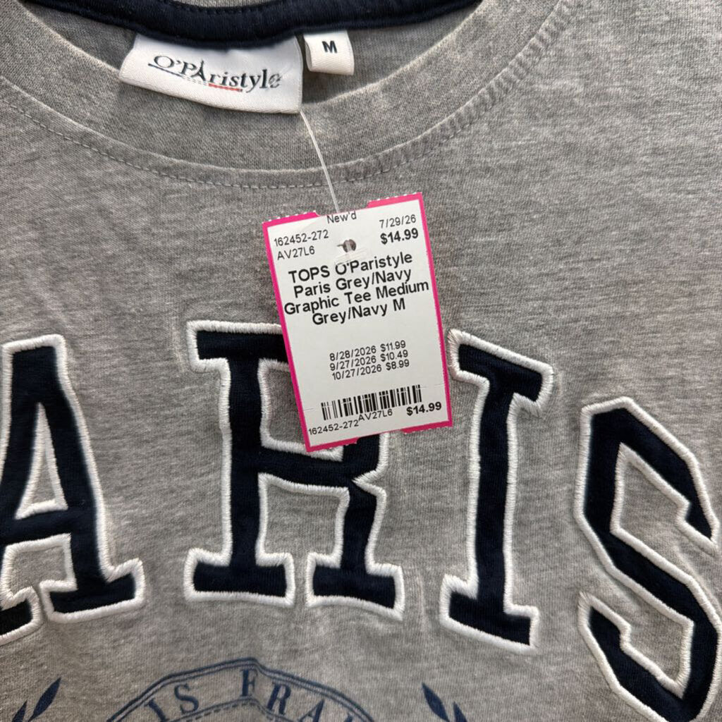 Paris Grey/Navy Graphic Tee Medium