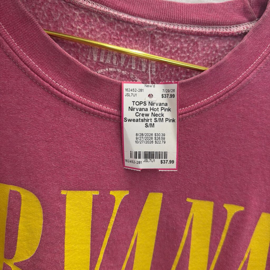 Nirvana Hot Pink Crew Neck Sweatshirt S/M