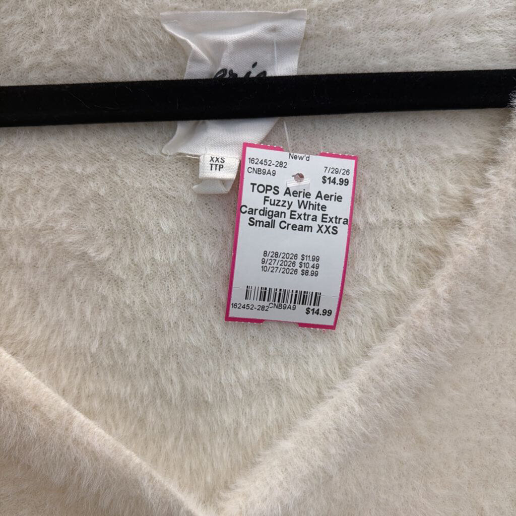 Aerie Fuzzy White Cardigan Extra Extra Small