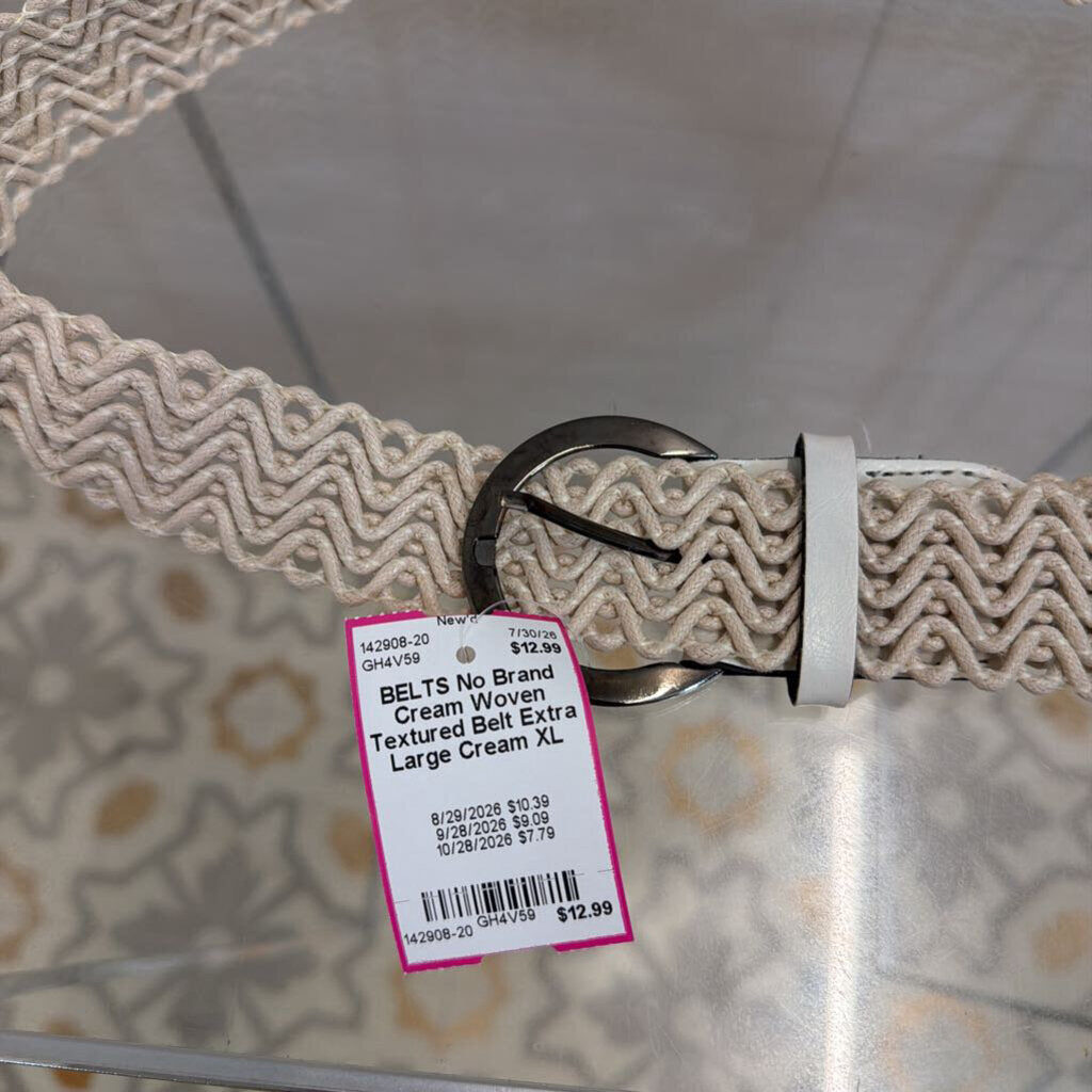 Cream Woven Textured Belt Extra Large