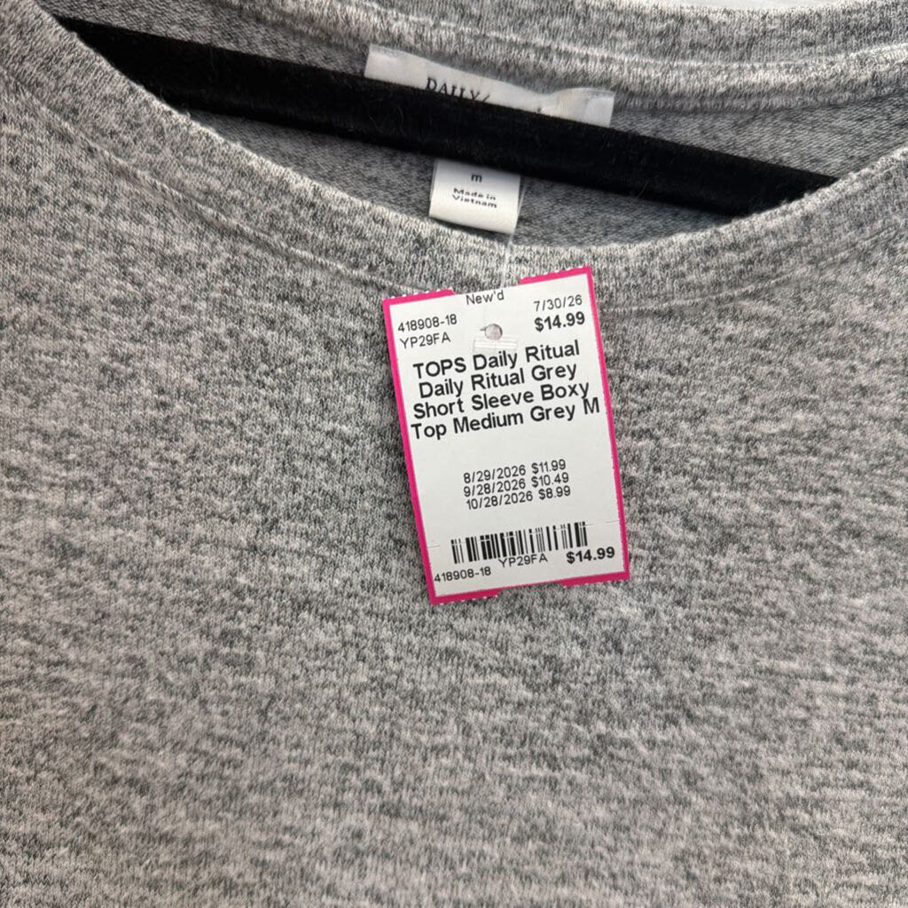 Daily Ritual Grey Short Sleeve Boxy Top Medium