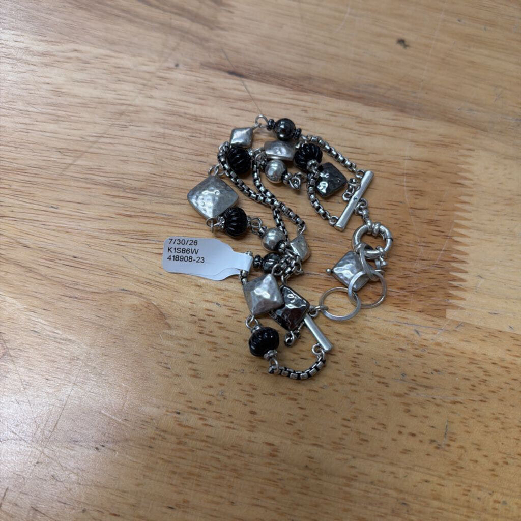 Silver/ Black Layered Bracelet
