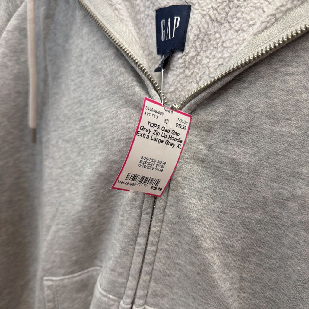 Gap Grey Zip Up Hoodie Extra Large