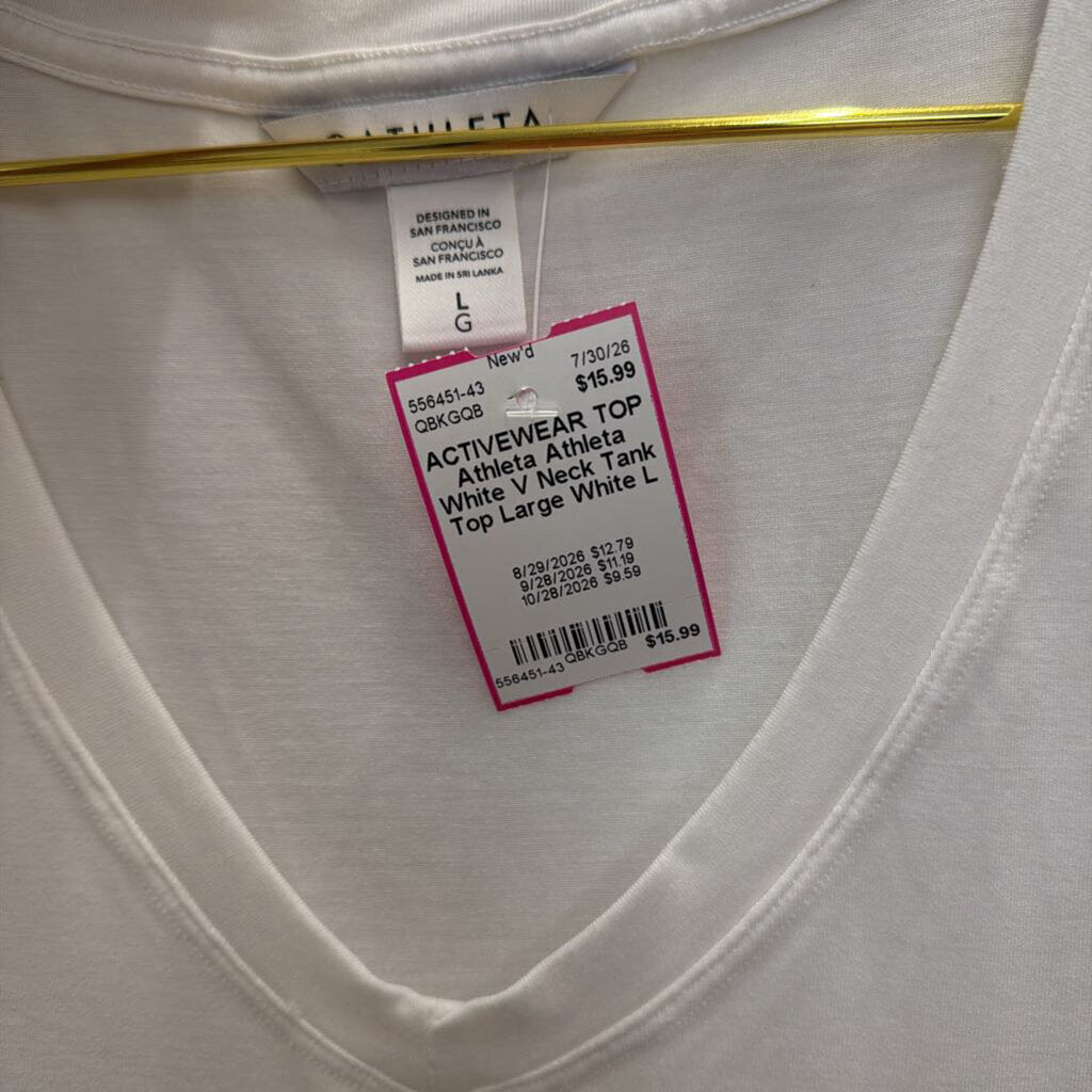Athleta White V Neck Tank Top Large