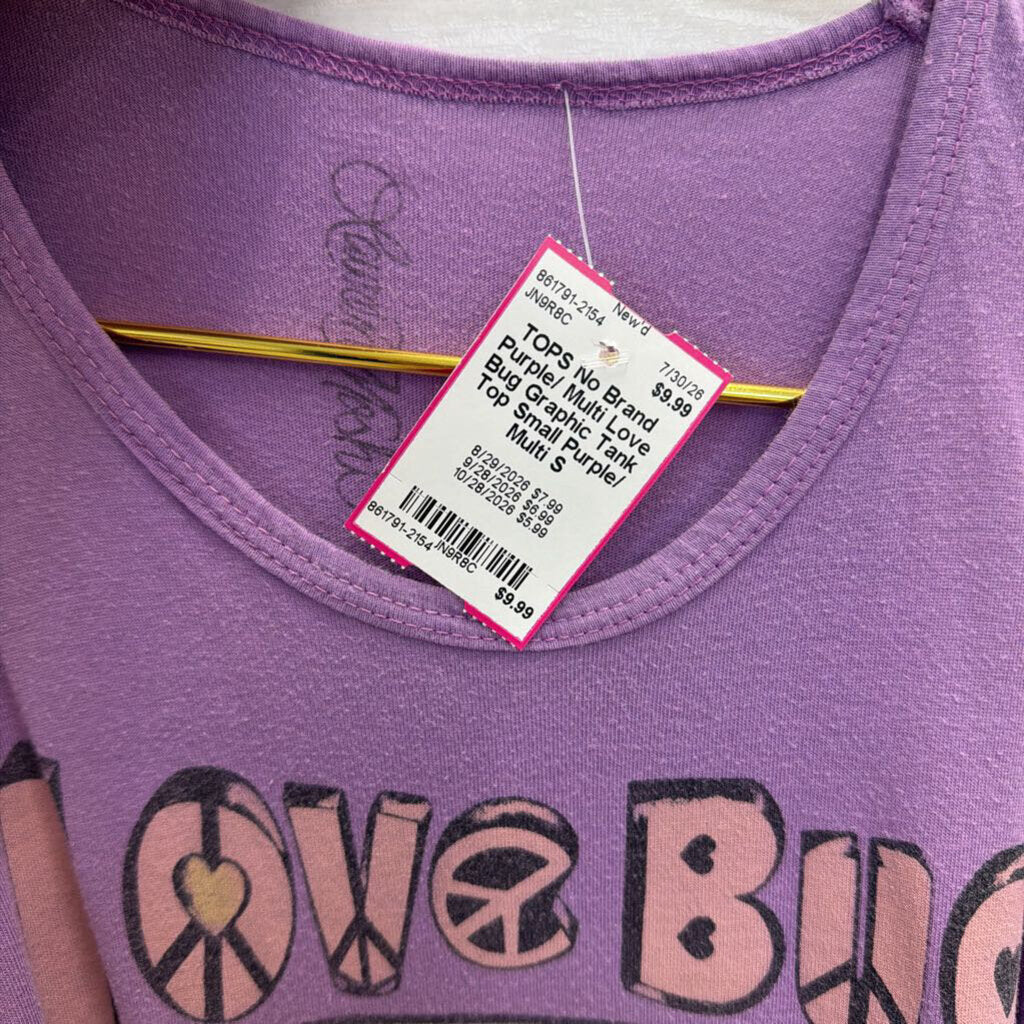 Purple/ Multi Love Bug Graphic Tank Top Small