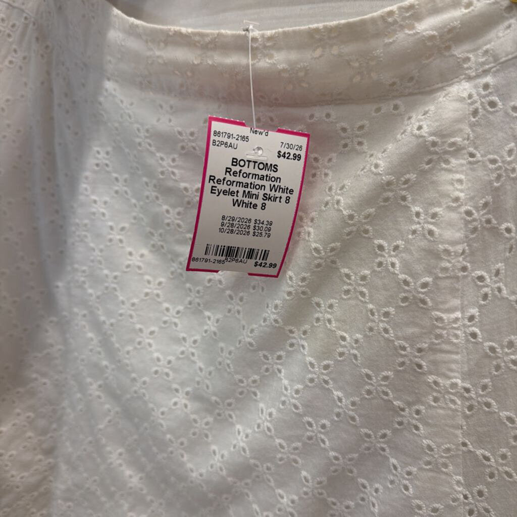 Reformation White Eyelet Mini Skirt 8