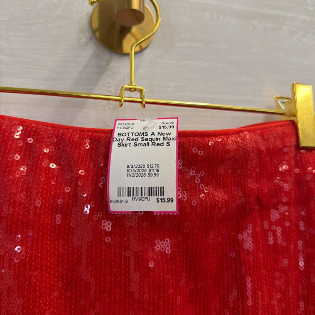 Red Sequin Maxi Skirt Small