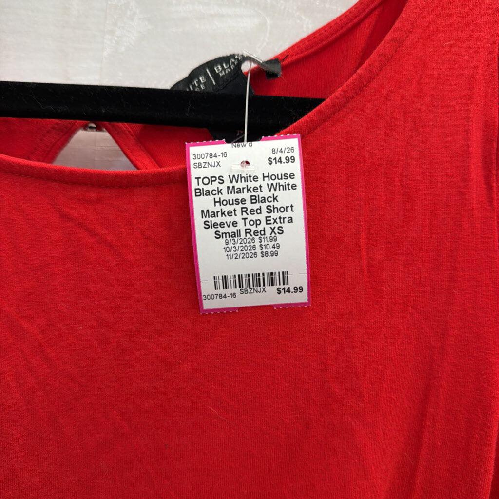 White House Black Market Red Short Sleeve Top Extra Small