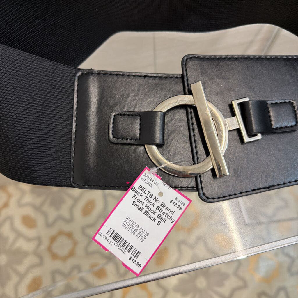 Black Thick Stretchy Front Hook Belt Small