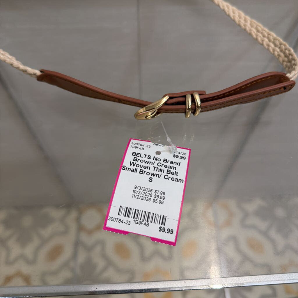 Brown/ Cream Woven Thin Belt Small