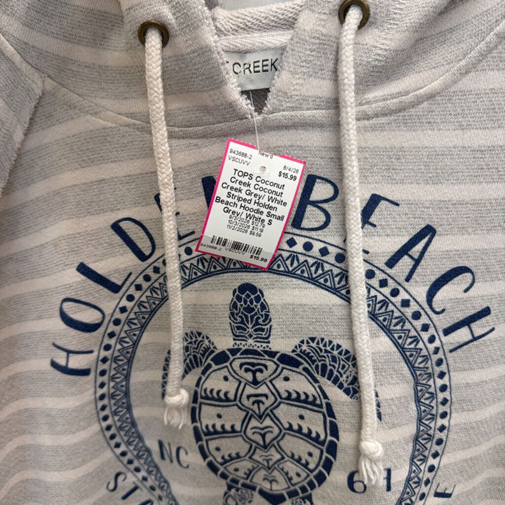 Coconut Creek Grey/ White Striped Holden Beach Hoodie Small