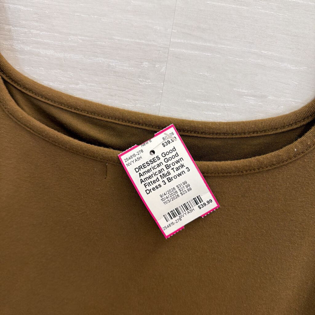 Good American Brown Fitted Midi Tank Dress 3