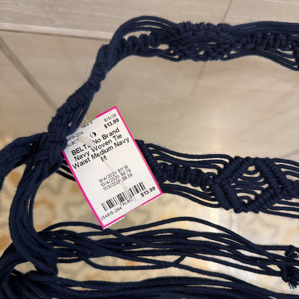 Navy Woven Tie Waist Belt Medium