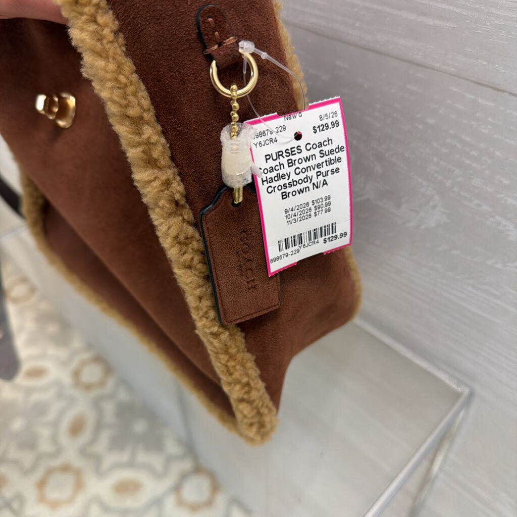 Coach Brown Suede Hadley Convertible Crossbody Purse