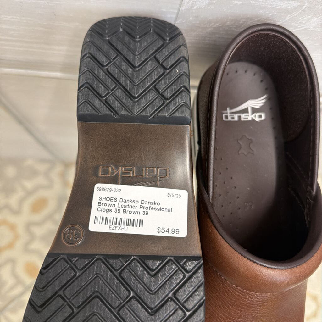 Dansko Brown Leather Professional Clogs 39