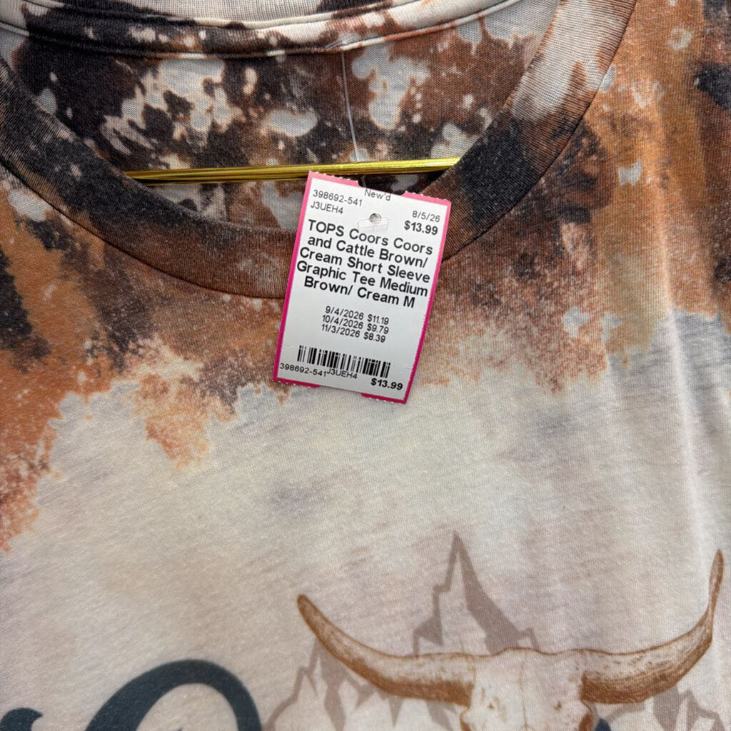 Coors and Cattle Brown/ Cream Short Sleeve Graphic Tee Medium
