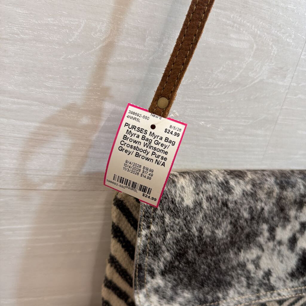 Myra Bag Grey/ Brown Winsome Crossbody Purse