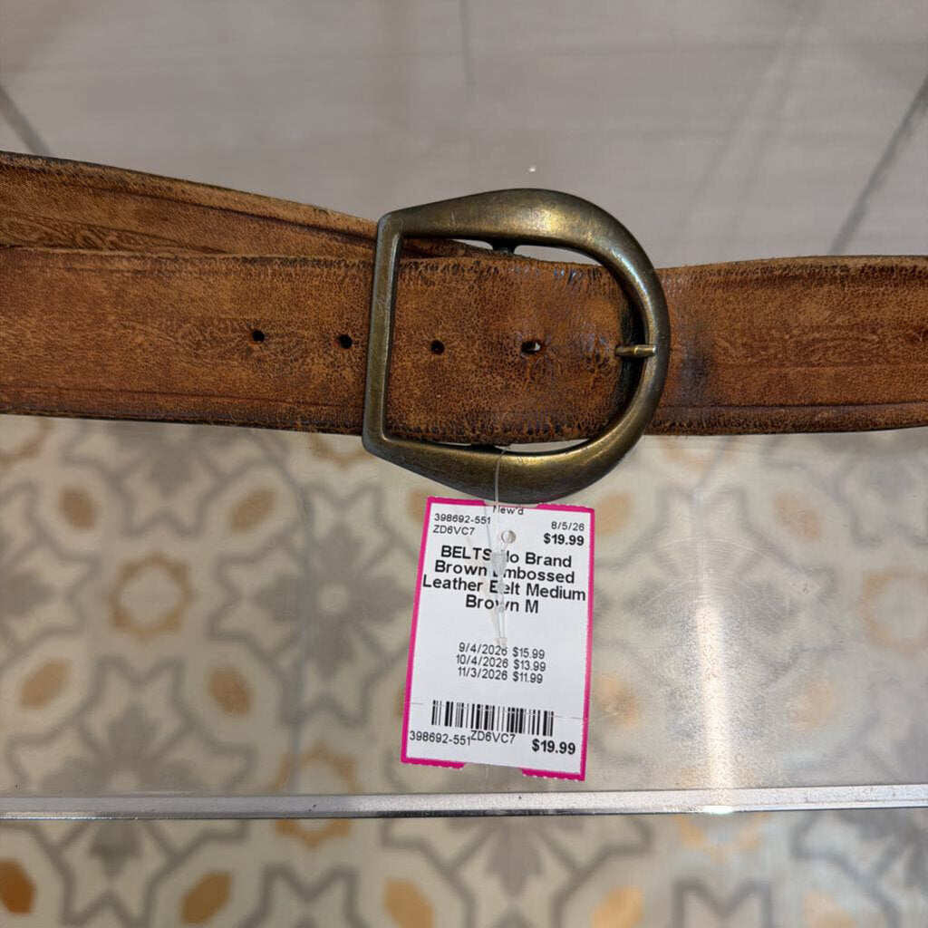 Brown Embossed Leather Belt Medium