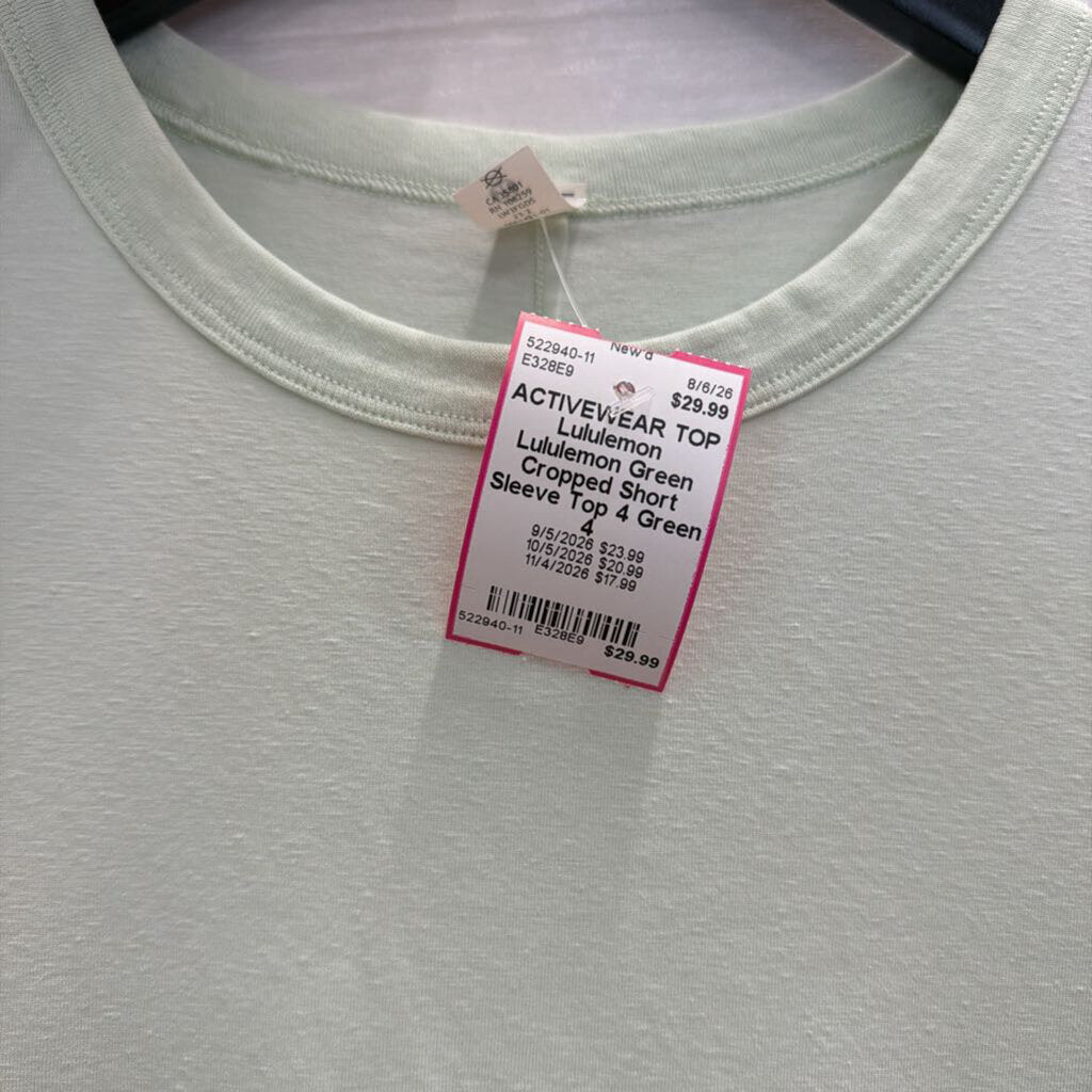 Lululemon Green Cropped Short Sleeve Top 4