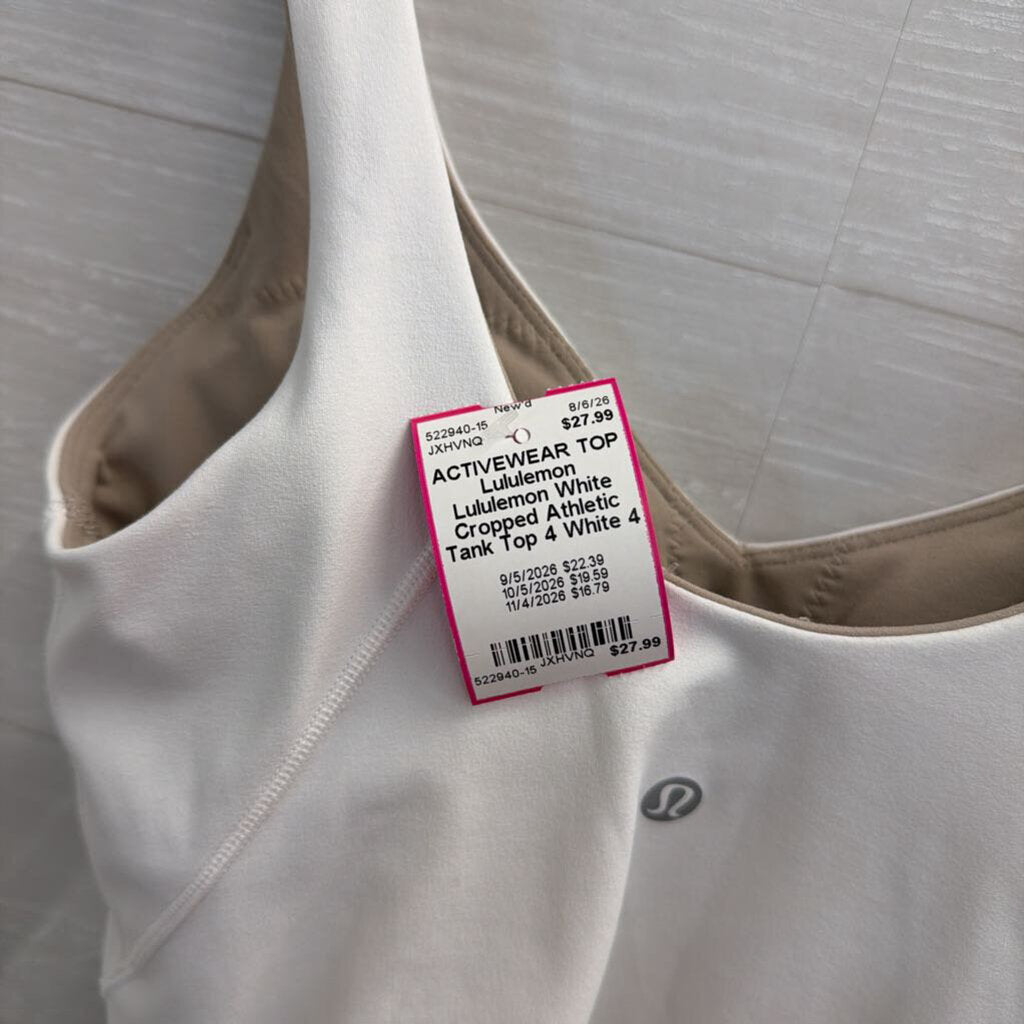 Lululemon White Cropped Athletic Tank Top 4