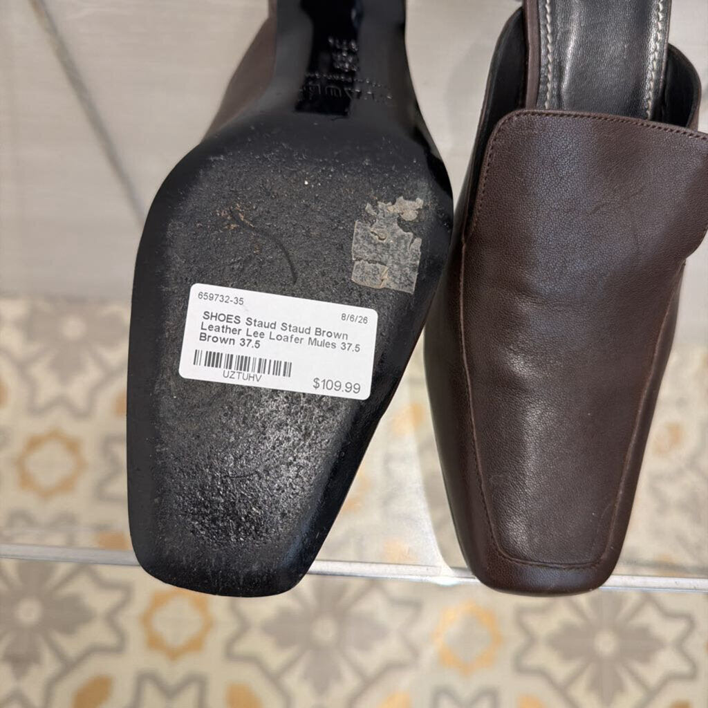 Staud Brown Leather Lee Loafer Mules 37.5