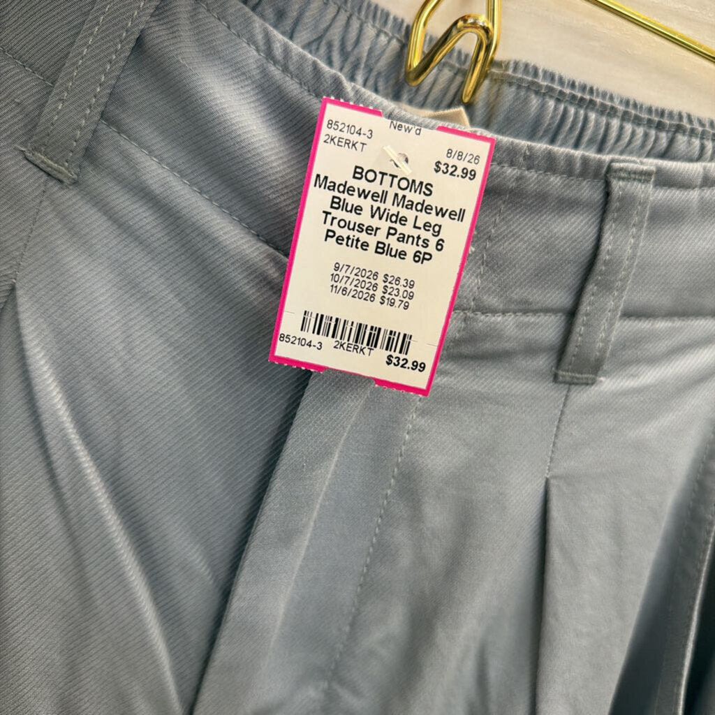 Madewell Blue Wide Leg Trouser Pants 6 Petite