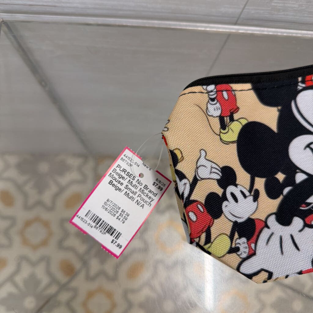 Beige/ Multi Mickey Mouse Small Pouch