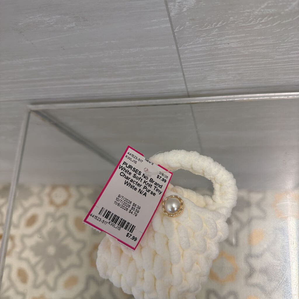 White Soft Knit Tiny Character Purse