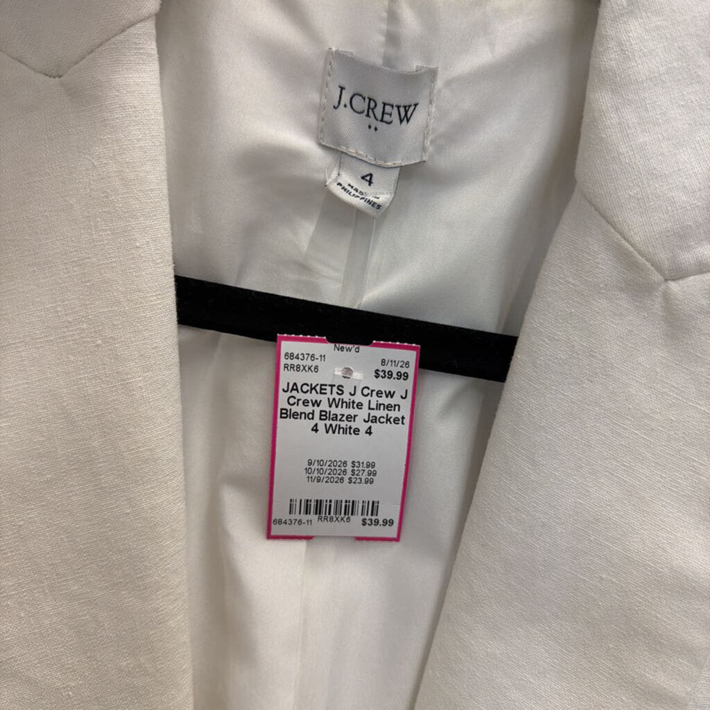 J Crew White Linen Blend Blazer Jacket 4