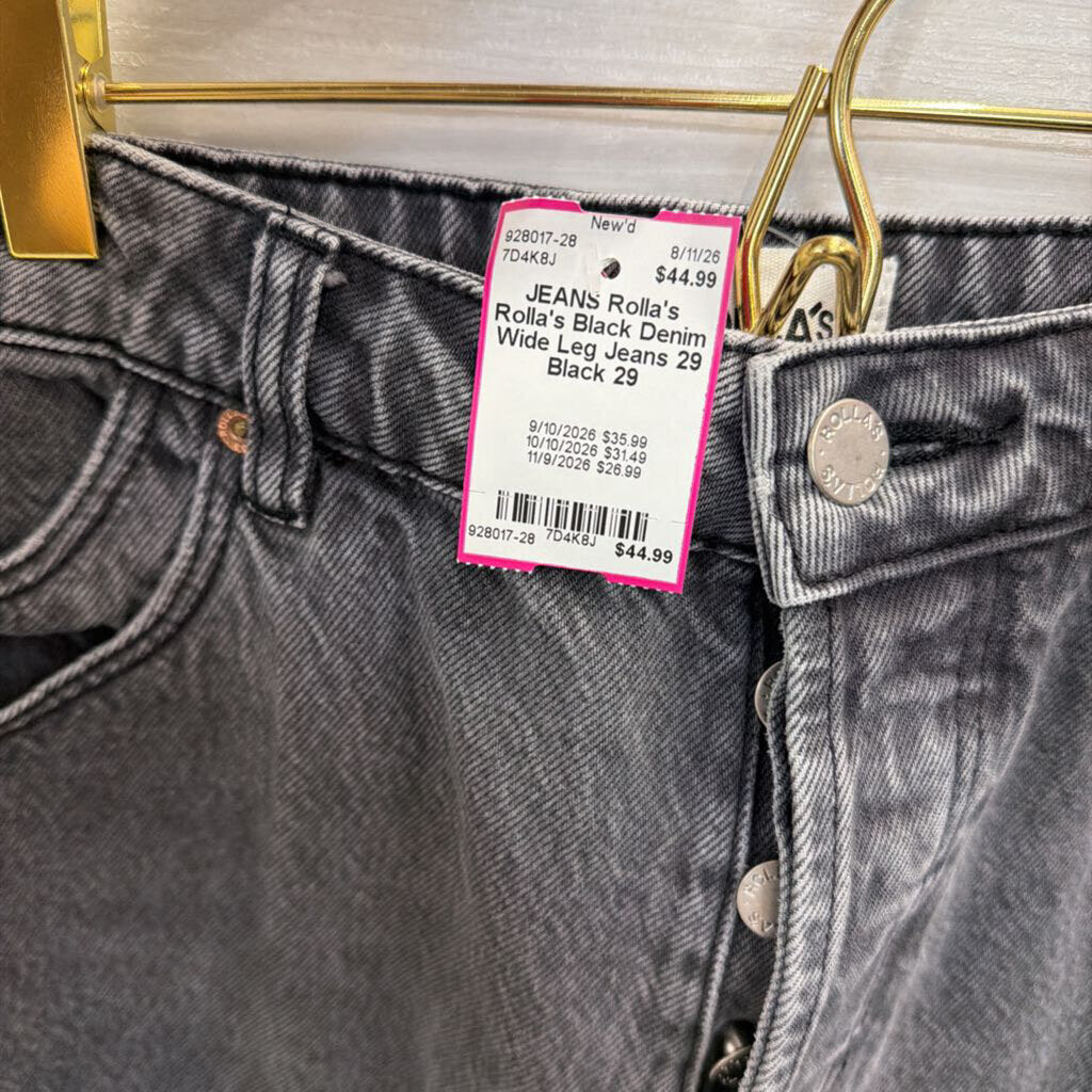 Rolla's Black Denim Wide Leg Jeans 29