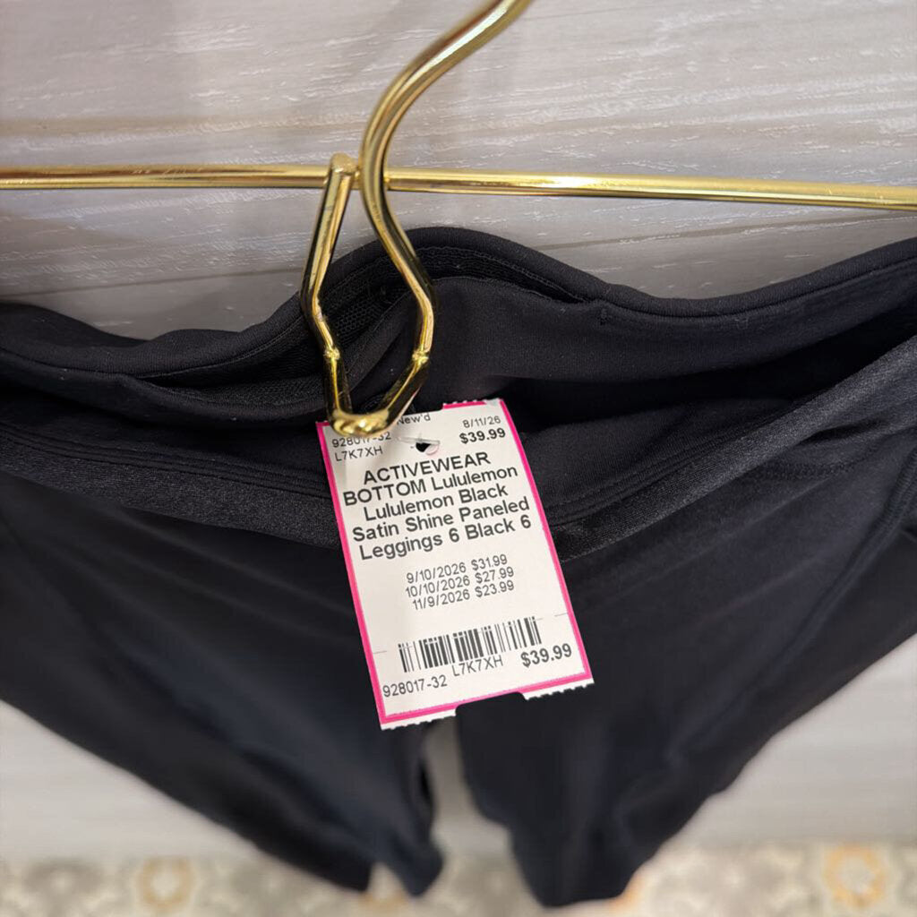 Lululemon Black Satin Shine Paneled Leggings 6