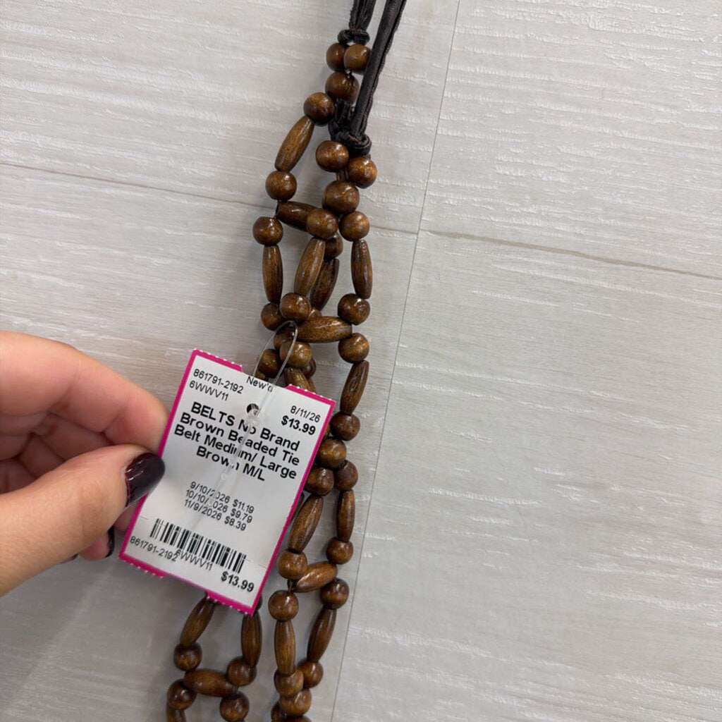 Brown Beaded Tie Belt Medium/ Large