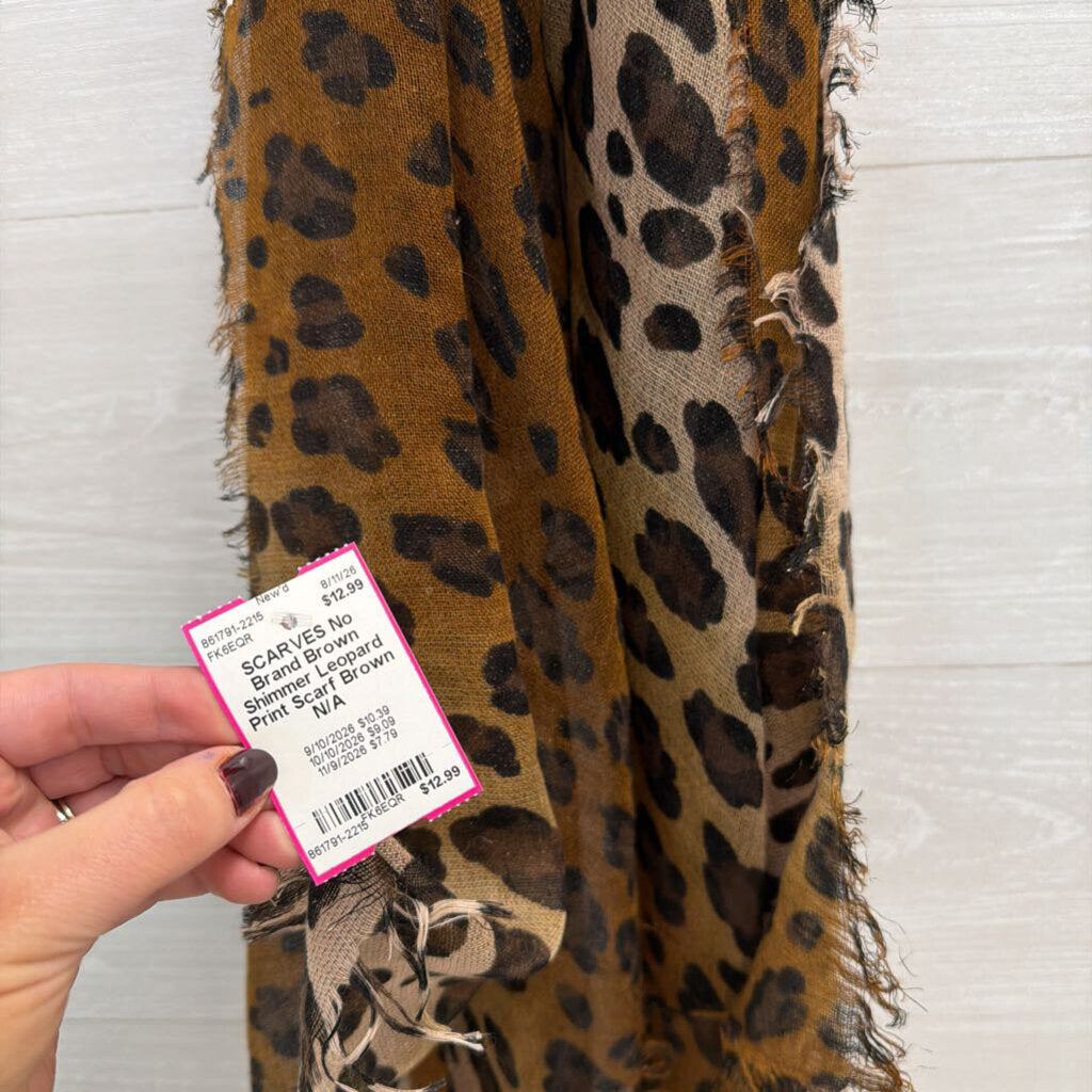 Brown Shimmer Leopard Print Scarf