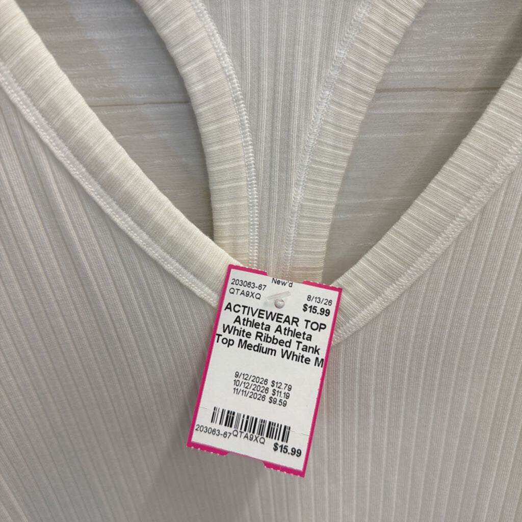 Athleta White Ribbed Tank Top Medium