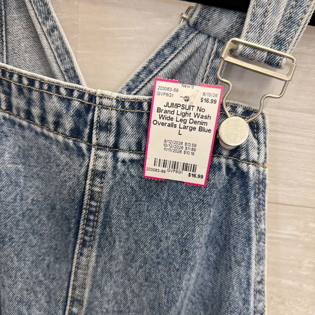 Light Wash Wide Leg Denim Overalls Large