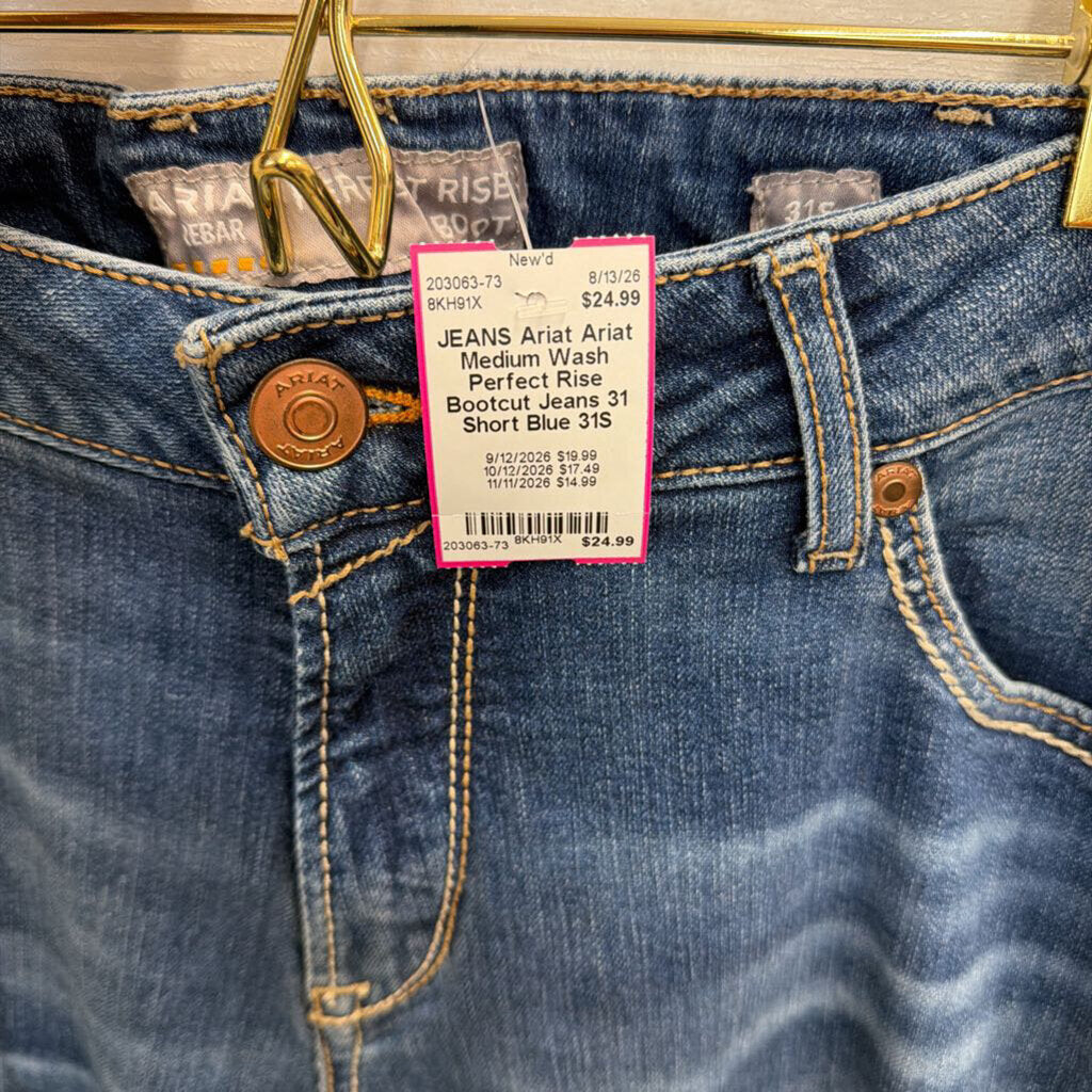 Ariat Medium Wash Perfect Rise Bootcut Jeans 31 Short