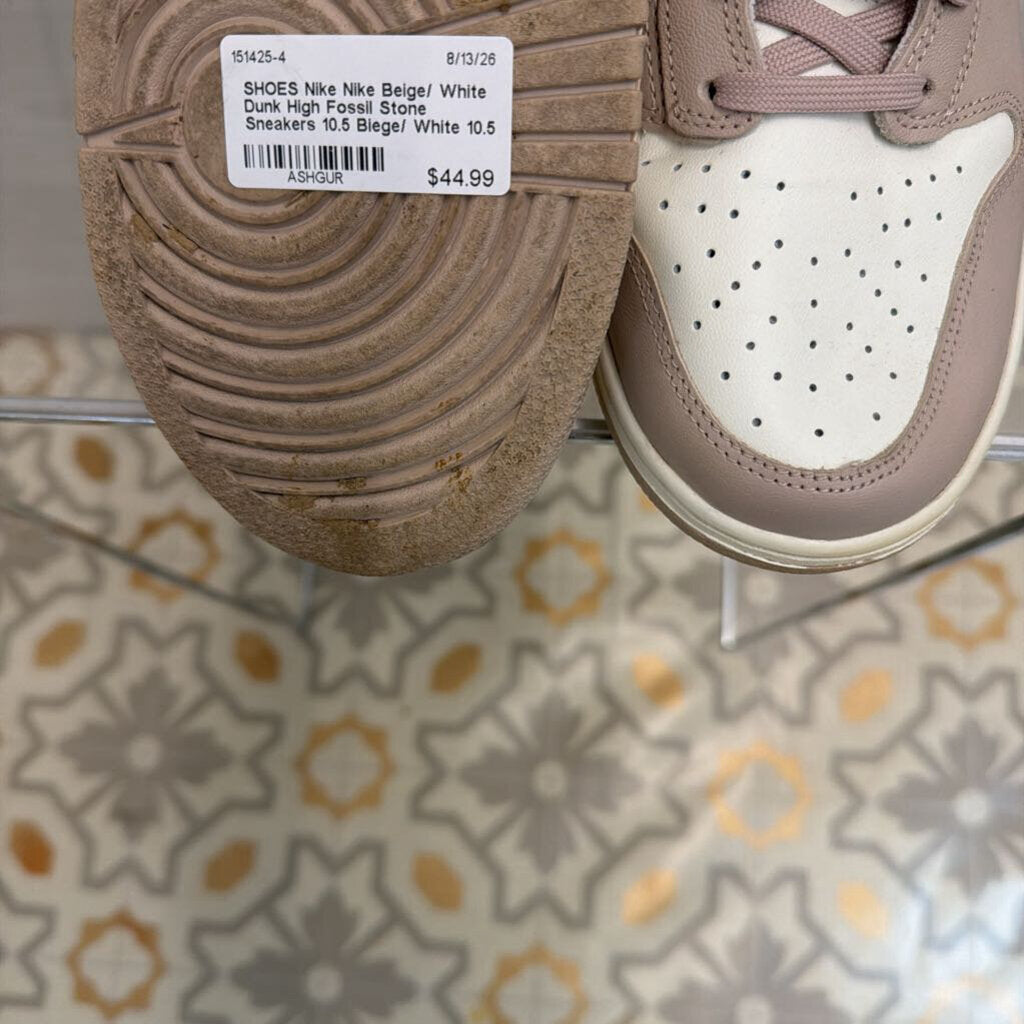 Nike Beige/ White Dunk High Fossil Stone Sneakers 10.5