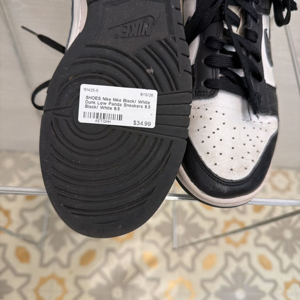Nike Black/ White Dunk Low Panda Sneakers 8.5